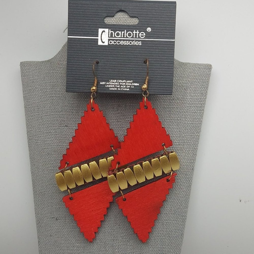 Red Geometric Earrings